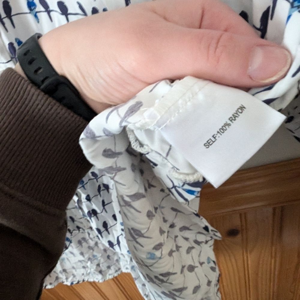 Jane and Delancey Bird Novelty Print Button Down Roll‎ Tab Blouse Plus Size 3X - Picture 5 of 8